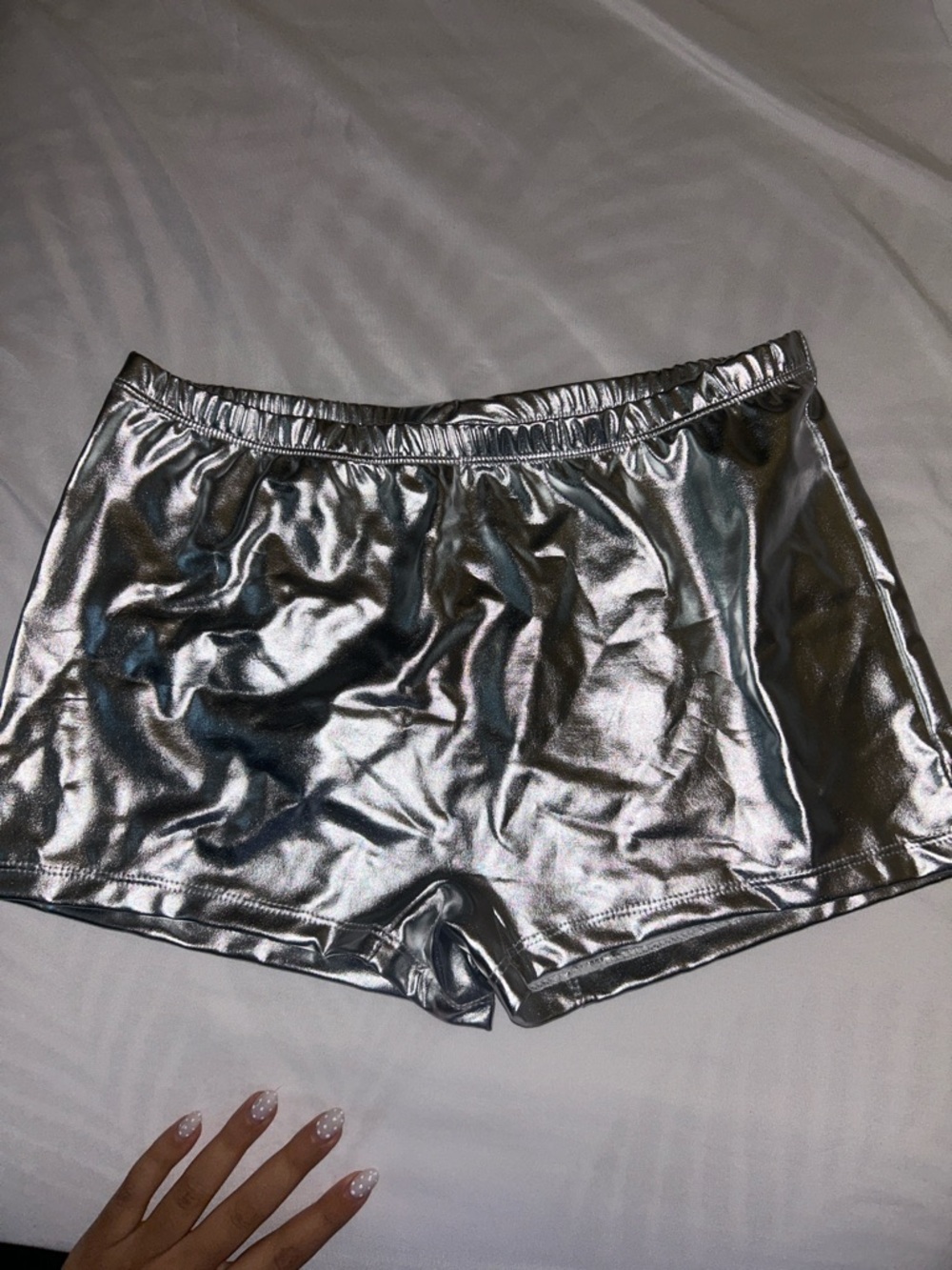 Metallic Silver Women's Shorts